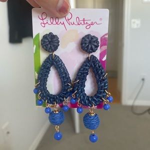 Lilly Pulitzer Brand NEW Women’s Alba Blue Raffia Earrings